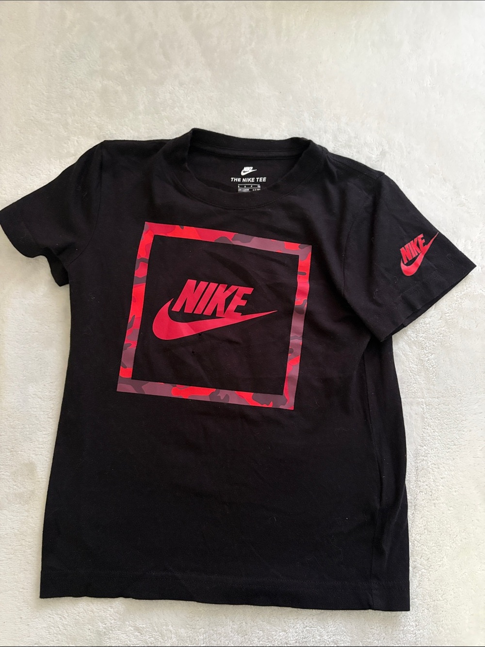 Nike Black Tee with Red Camo Square Logo